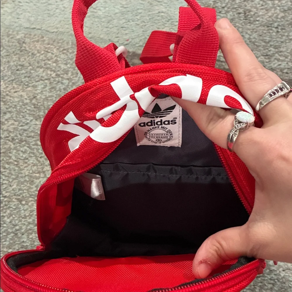 adidas Red Mini Trefoil Backpack - Picture 3 of 3